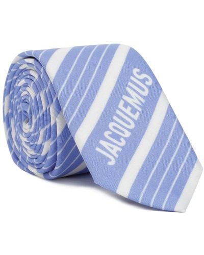Jacquemus Cravatta blu a righe in seta