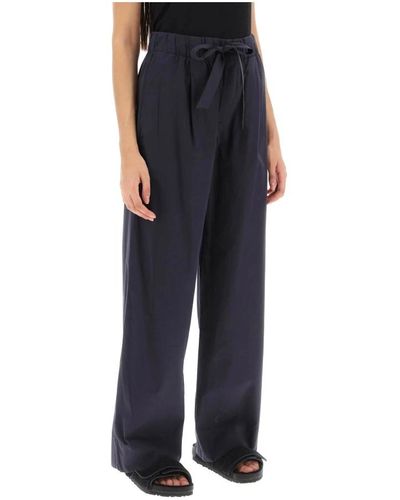 Birkenstock Pantalones de pijama de popelina orgánica con pierna ancha - Negro