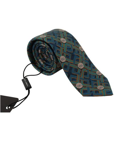 Dolce & Gabbana Green Floral Print Silk Adjustable Men Tie
