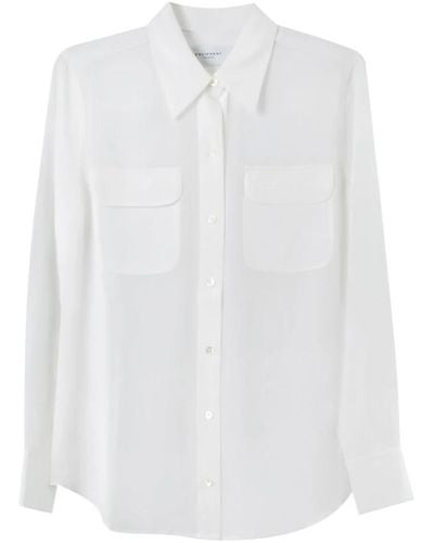 Equipment Blusa slim signature de seda - Blanco