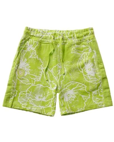 Blauer Shorts in cotone verde lime floreale