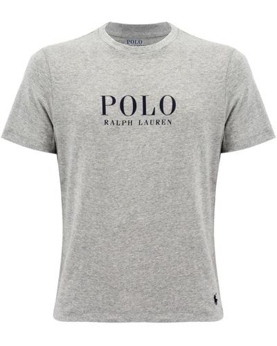 Ralph Lauren Baumwoll-Rundhals-T-Shirt mit bedruckten Buchstaben und gesticktem Logo - Grau