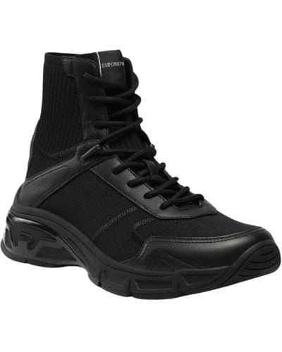 Emporio Armani Lace-Up Boots - Black