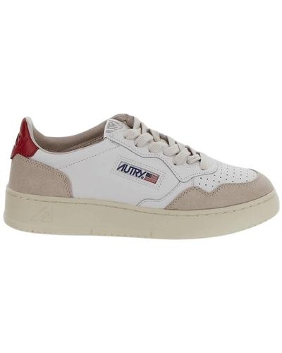 Autry Weiße low top sneakers mit rotem tag - Grau