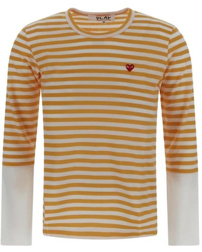 COMME DES GARÇONS PLAY Striped Long Sleeve T-Shirt - Braun