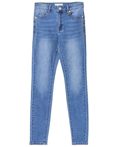 Gaelle Paris Jeans pitillo strass - Azul