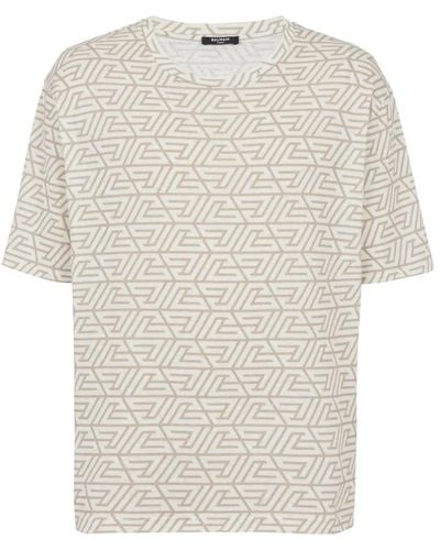 Balmain Grünes monogramm t-shirt casual stil - Weiß