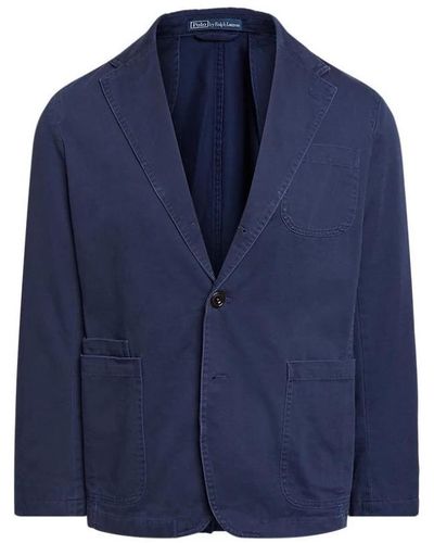 Ralph Lauren Blaue chino jacke mit drei knöpfen