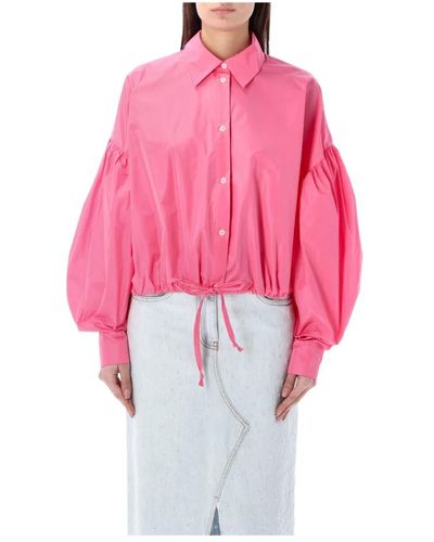 MSGM Camisa de tafetán con mangas abullonadas - Rosa