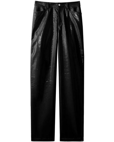 Proenza Schouler Pantalones rectos de lona lacada negra - Negro