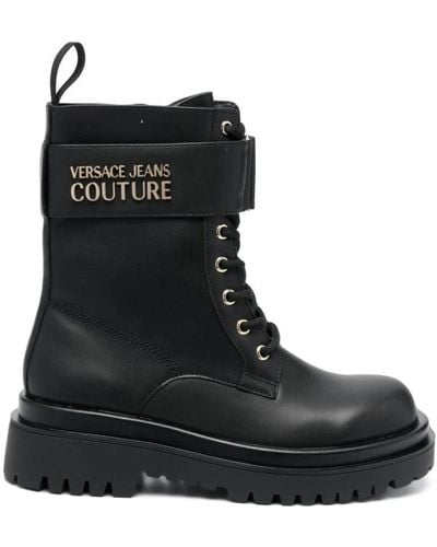 Versace Lace-Up Boots - Black