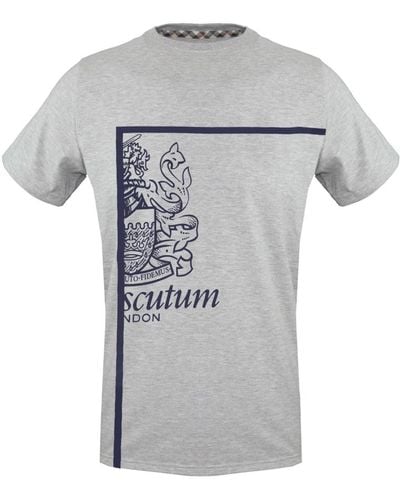 Aquascutum T-shirt in cotone con dettaglio logo uomo tinta unita - Grigio