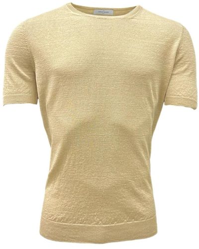 Gran Sasso Leinen t-shirt, rundhals, sand - Gelb