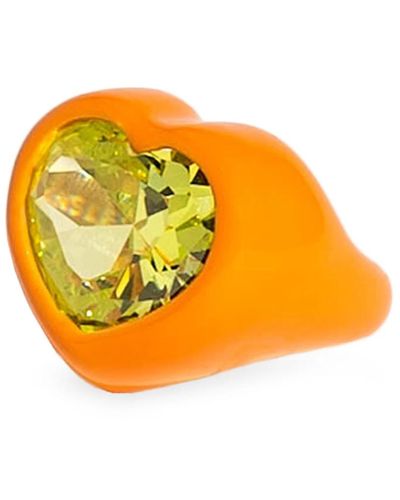 Dans Les Rues Luxus herz ring mit zirkonia steinen - Orange