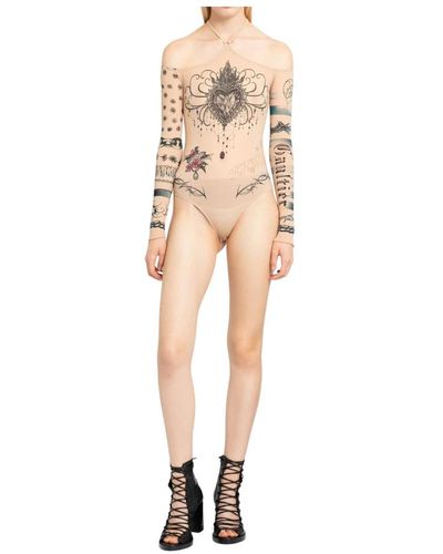 Jean Paul Gaultier Body tattoo trompe loeil estampado - Neutro