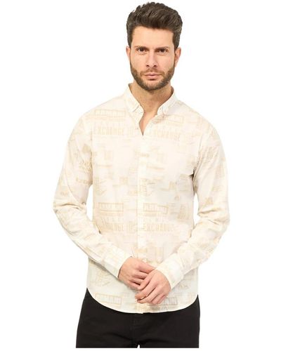 Armani Exchange Slim fit weiße popeline hemd - Natur