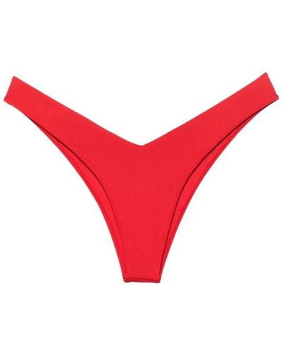 Frankie's Bikinis Roter doppellagiger v-silhouette hochgeschnittener strandbekleidung