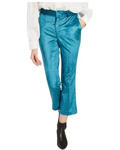 Leon & Harper Papou velvet 7/8 pantalones de longitud - Azul