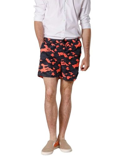 Mason's Badehose mit fluo-camou-muster - Rot