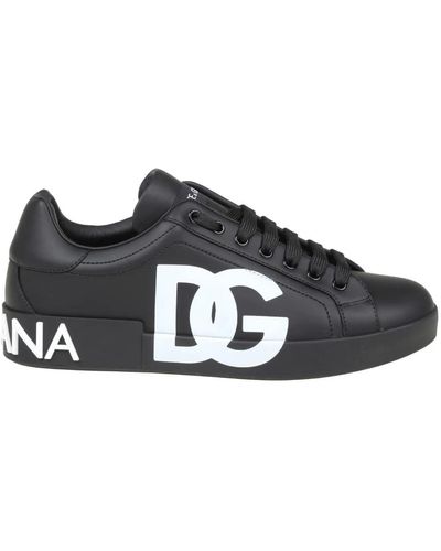 Dolce & Gabbana Portofino Sneakers Met Logoprint - Zwart