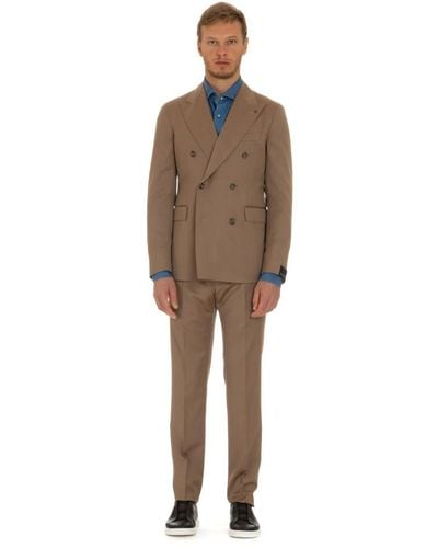 Tagliatore Double Breasted Suits - Brown