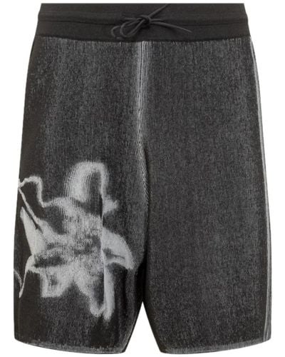 Y-3 Abstrakte blumige grafikstrick-shorts - Grau