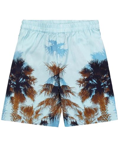 Laneus Bermuda shorts mit türkisem palmenmuster - Blau