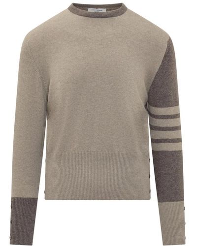 Thom Browne Gestreifter crewneck pullover sweater - Grau