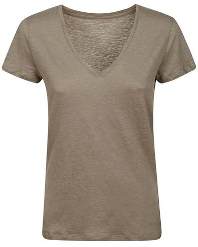 Majestic Filatures Leinen v-ausschnitt halbarm t-shirt - Grau