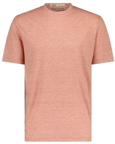 Maurizio Baldassari Meliertes t-shirt aus leinen-woll-mix - Pink