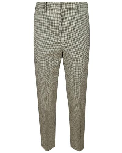 Incotex Pantalones slim de algodón con pliegues centrales - Gris