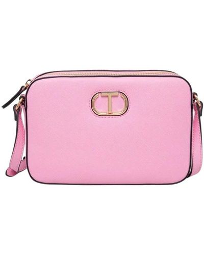 Twin Set Kameratasche mit oval t design - Pink