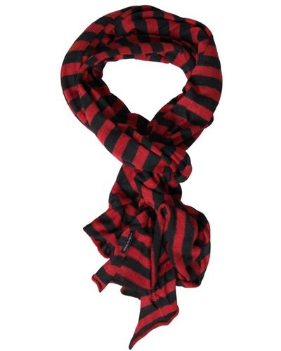 Dolce & Gabbana Rosso nero righe sciarpa avvolgente in acrilico