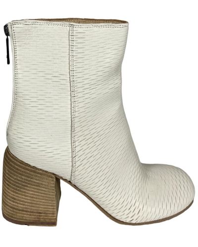 LEMARGO Fp02C Gigi Pellame Bianco Damen Stiefeletten Leder perforiert Ecru - Grau