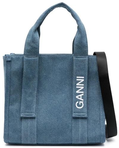 Ganni Tote Bags - Blue