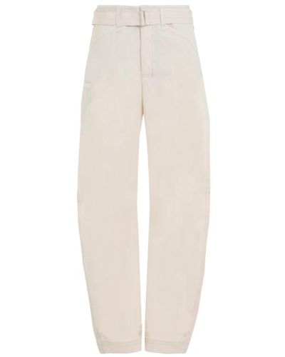Lemaire Pantaloni in cotone sbiancato con cintura - Bianco