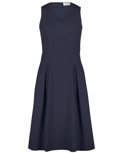 Vera Mont Sommerkleid mit v-ausschnitt,schickes v-ausschnitt sommerkleid - Blau