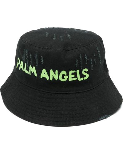 Palm Angels Schwarzer logo bucket hat