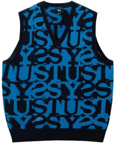 Stussy Sleeveless Knitwear - Blue