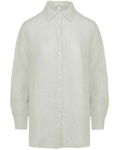 Bomboogie Camisa de lino de corte holgado - Blanco