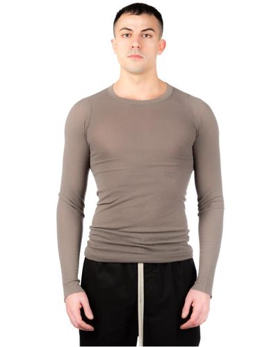 Rick Owens Durchsichtiges langarm-rippstrick-t-shirt - Grau