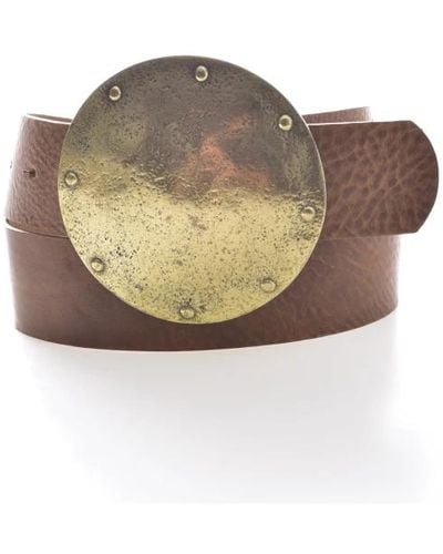 Von Dutch Cintura in pelle con fibbia grande - stile classico - Marrone