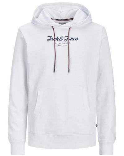 Jack & Jones Henry kapuzensweatshirt mit logo-print - Weiß