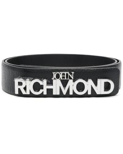 John Richmond Cintura di pelle con logo di lusso - Nero