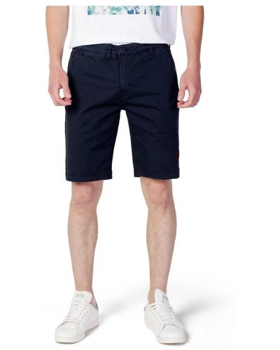 U.S. POLO ASSN. Herren Shorts in mit Reißverschluss und Knopf - Blau