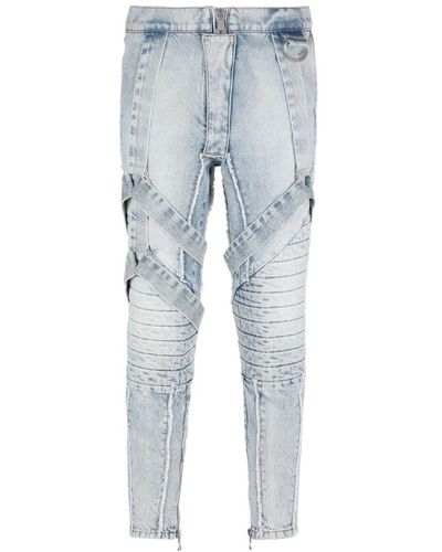 Balmain Baumwoll-slim-fit-jeans mit trägern - Blau