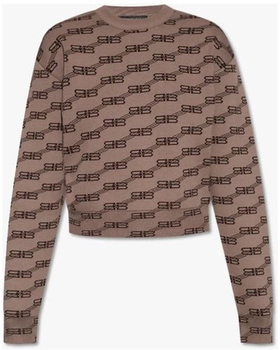 Balenciaga Round-Neck Knitwear - Brown
