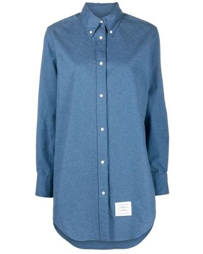 Thom Browne Vestido azul con logo y cierre de botones