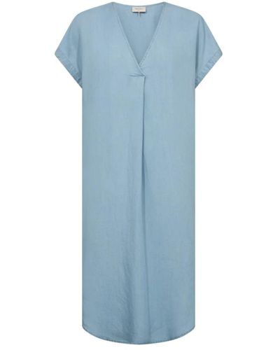 Freequent Casual v-ausschnitt kleid mit taschen - Blau