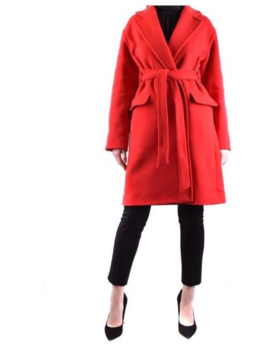 Pinko Belted Coats - Red